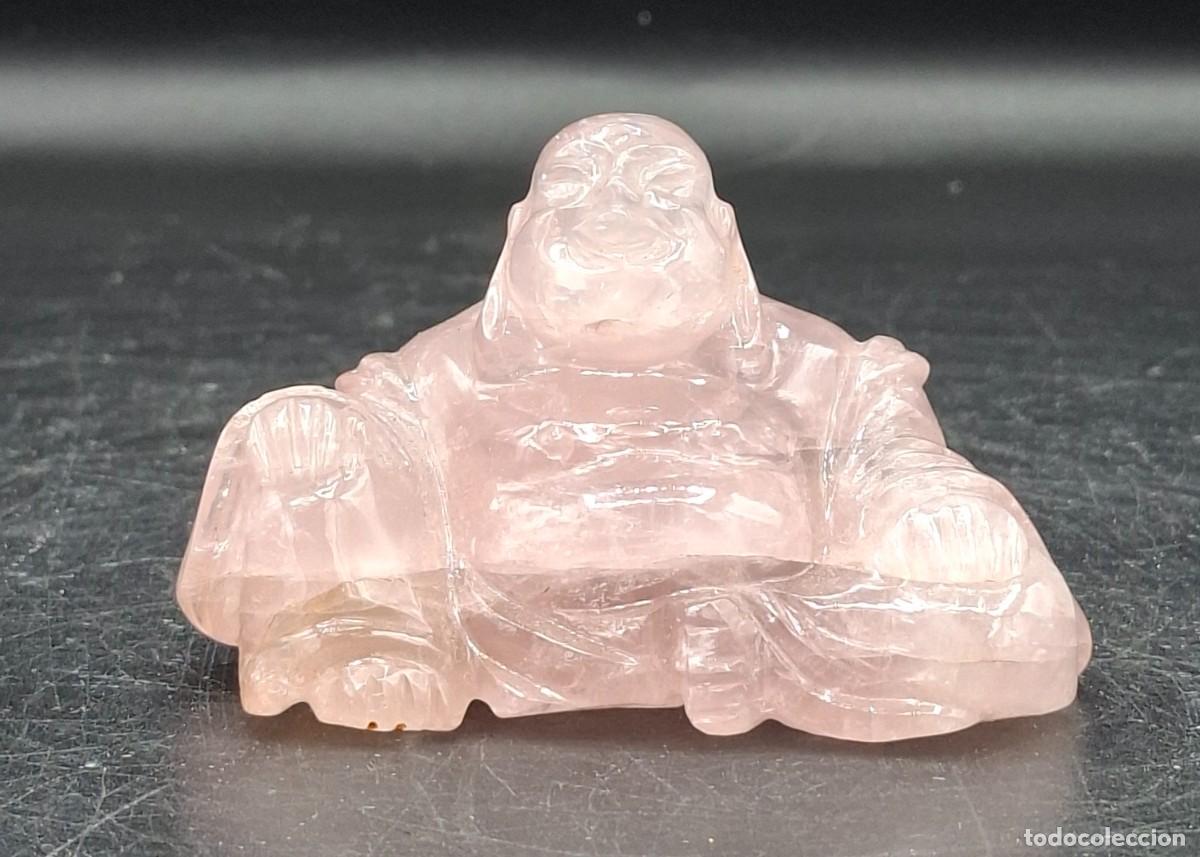Arte: Figura de Buda Sonriente en cuarzo rosa - Foto 4