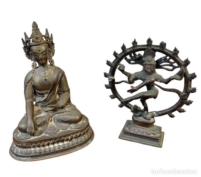 Arte: PAREJA DE FIGURAS RELIGIOSAS (BUDA Y SHIVA NATARAJA). METAL. ASIA, SIGLO XX.