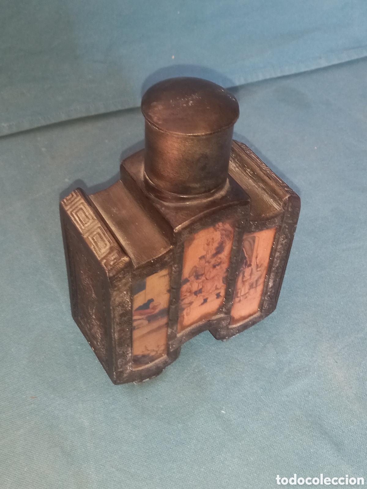 Arte: Antiguo recipiente de t&eacute;, fabricado en peltre o aleaci&oacute;n de metal. CHINA f.s.XIX o p.s.XX.