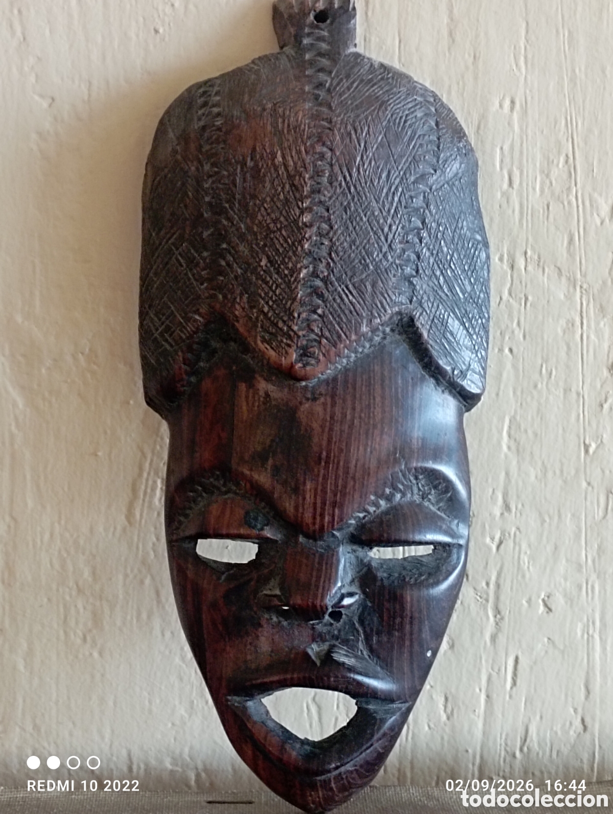 Arte: M&aacute;scara Africana Tallada en Madera Oscura - Estilo Tribal