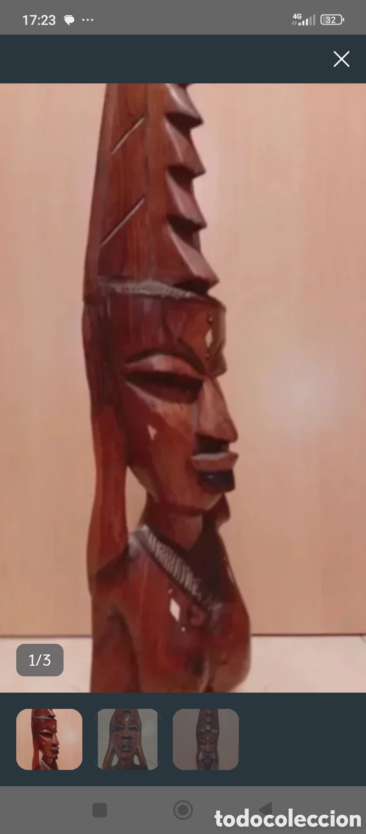 Arte: Figura &eacute;tnica caoba maciza 65 cm