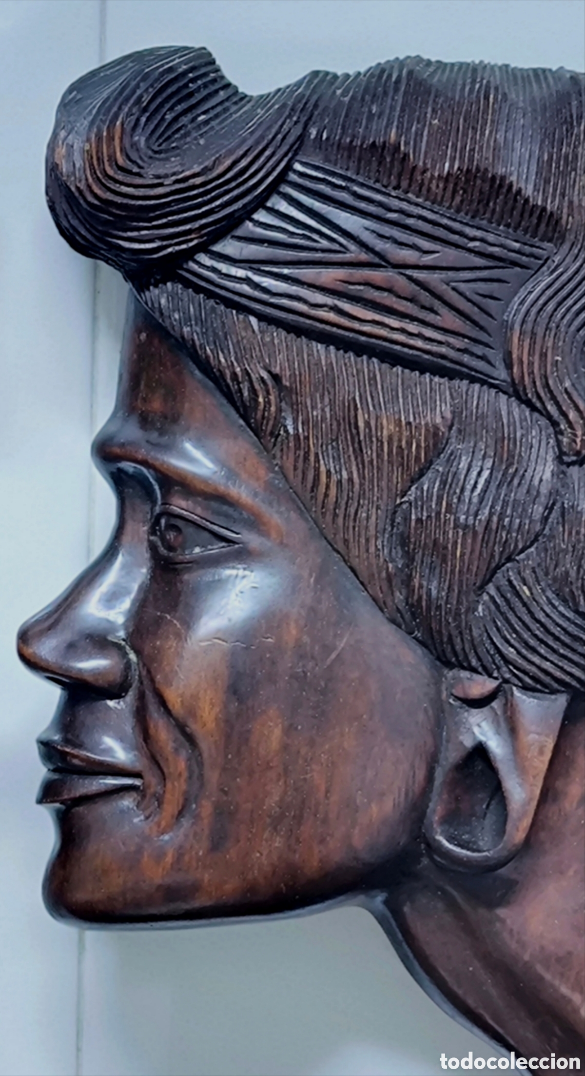 Arte: DOS CABEZAS &Eacute;TNICAS TALLADAS EN MADERA - Foto 3