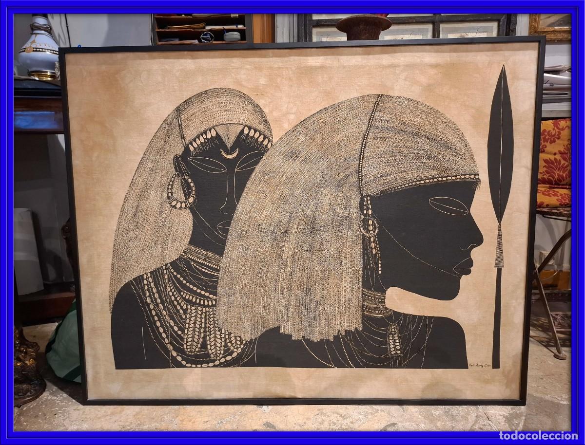 Arte: CUADRO IMPRESO EN TELA DE ARTE AFRICANO