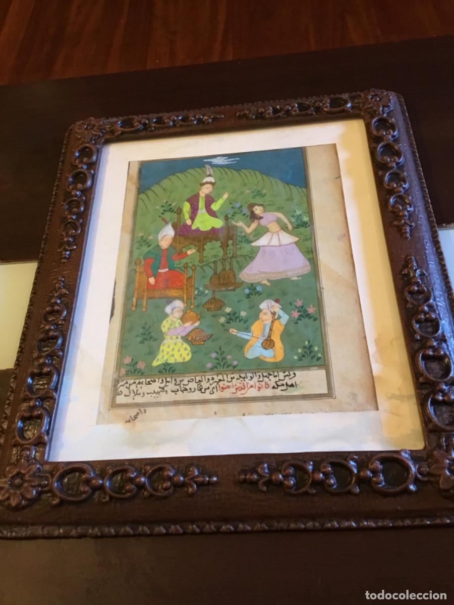 Arte: Arte Persa ,miniatura manuscrito ,entrego con marco y cristal