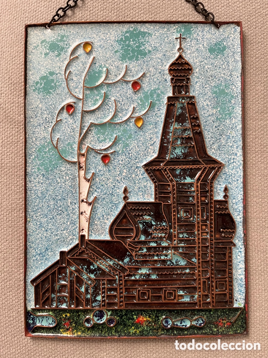 Arte: Placa de cobre y esmalte Rusa - Foto 2