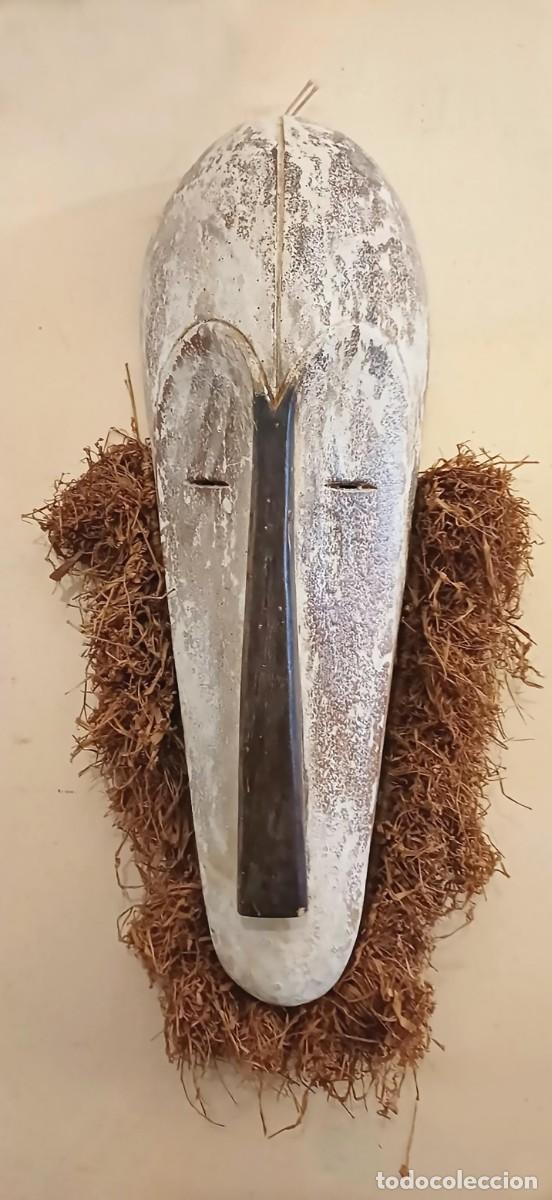 Arte: Gran M&aacute;scara Africana Ritual Fang (Ngil), Madera, Caol&iacute;n y Rafia, Colecci&oacute;n Familiar c. 1940-1950