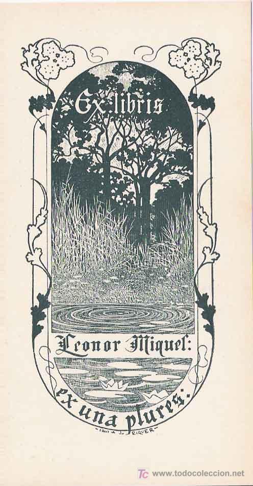 Arte: EX LIBRIS DE ALEXANDRE DE RIQUER PARA LEONOR MIQUEL- 1902. - Foto 1