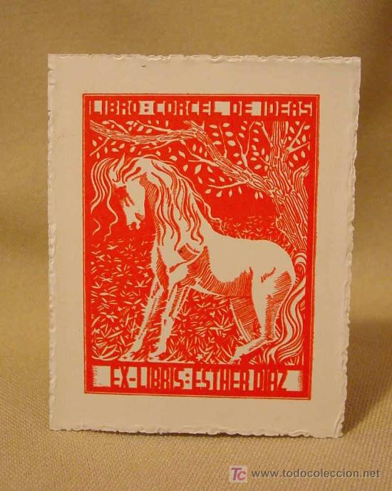 Arte: EX LIBRIS, EXLIBRIS, ESTHER DIAZ, LIBRO, CORCEL DE IDEAS - Foto 1