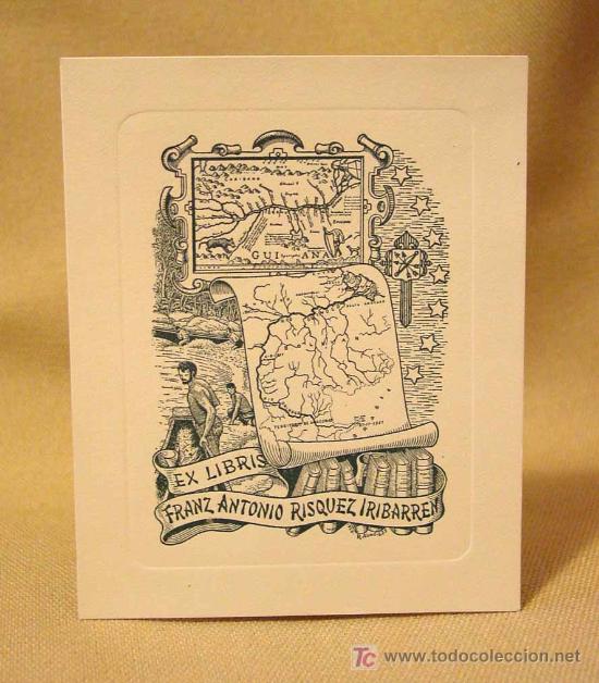 Arte: EX LIBRIS, EXLIBRIS, FRANZ ANTONIO RISQUEZ IRIBARREN. 1951 - Foto 1