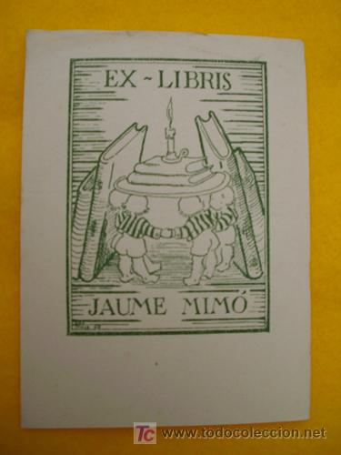 Arte: Ex libris JOSE MIM&Oacute;. Dibujo de M&ordf;Jos&eacute;. 1959 - Foto 1