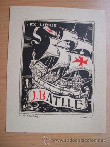 Arte: EX - LIBRIS : J.BATLLE. Num VII - L.G.Falg&aacute;s - Foto 1