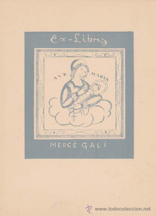 Arte: EX-LIBRIS DE MERC&Eacute; GAL&Iacute;. 9x12. Ex-Libris. Ex-Libris. Excelente Ex - Libris de Merc&eacute; Gal&iacute;/ TC/ A - Foto 1