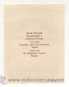 Arte: EXLIBRIS. EX-LIBRIS. RUNE WILLEN. (9 X 7 CM.) 1947. - Foto 2
