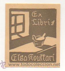 Arte: EXLIBRIS. EX-LIBRIS. ELSA ROUTTARI. (8 X 6,5 CM.) - Foto 1