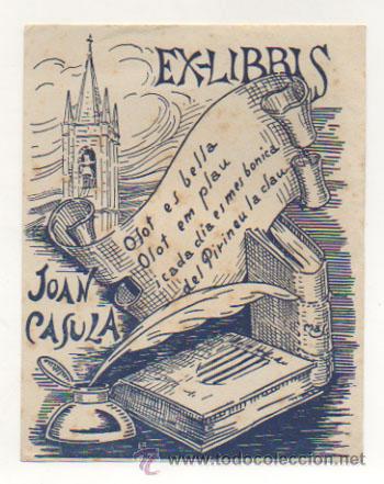 Arte: EXLIBRIS. EX-LIBRIS. JOAN CASULA. OLOT. (14 X 11 CM.) - Foto 1