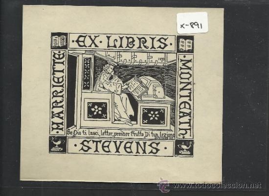 Arte: EX LIBRIS - MONTEATH MARRIETTE STEVENS (X-891) - Foto 1