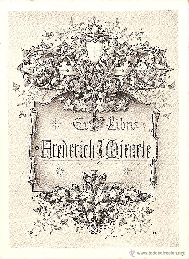 Arte: EX-LIBRIS DE JOHN VINYCOMB M. RIN PARA FREDERICH J. MIRACLE - Foto 1