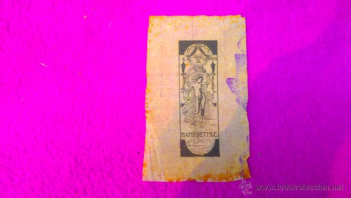 Arte: EXLIBRIS, HANS BETHGE, ALEXANDRE DE RIQUER 1903 16X10 - Foto 1