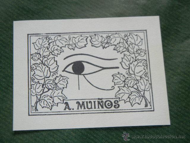 Arte: EXLIBRIS DEDICADO A A.MUI&Ntilde;OS, PARRA, OJO DE RA - Foto 1
