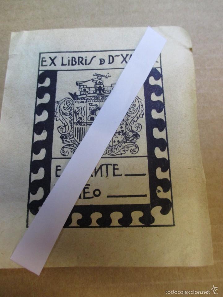 Arte: EX-LIBRIS EXLIBRIS - DE DON XAVIER - HERALDICA. 11X9CM, ORIGINAL DE EPOCA. - Foto 1