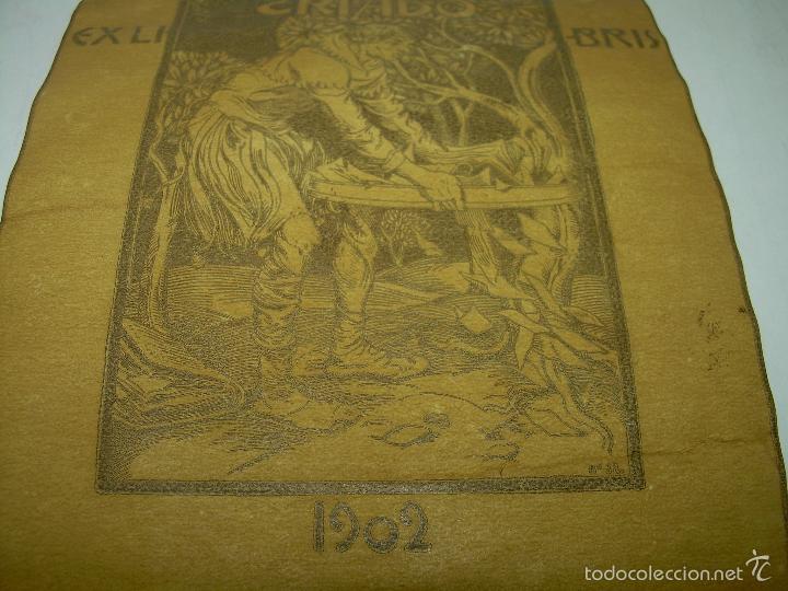 Arte: ANTIGUO EX LIBRIS MODERNISTA... A&Ntilde;O 1.902....TRIADO. - Foto 3