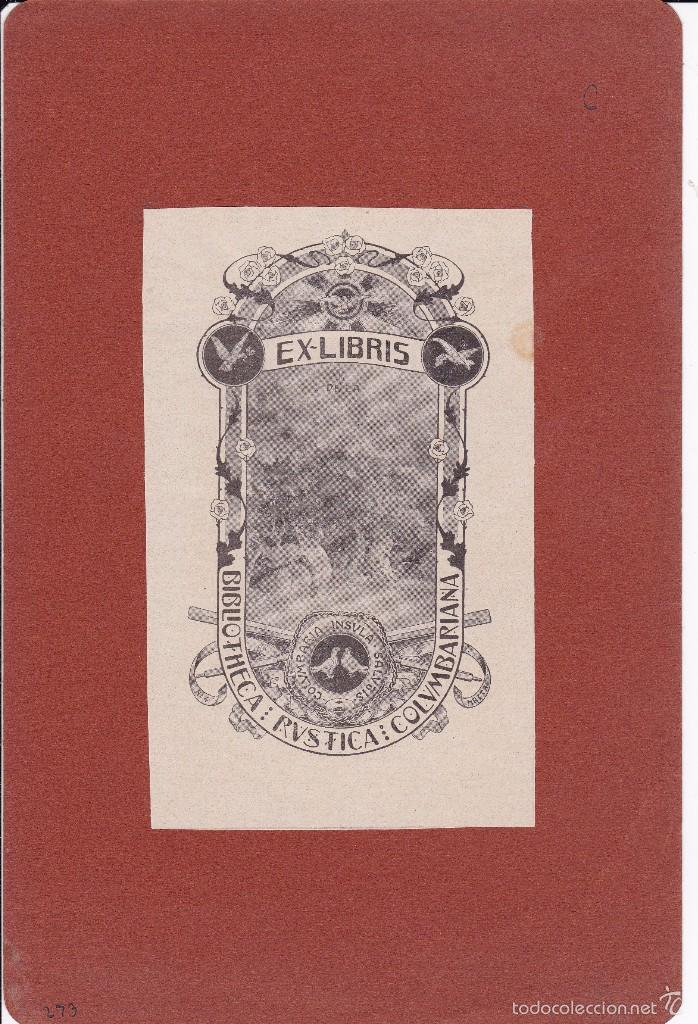 Arte: exlibri Biblioteca rustica Columbarina 1919 14x9ctms. - Foto 1