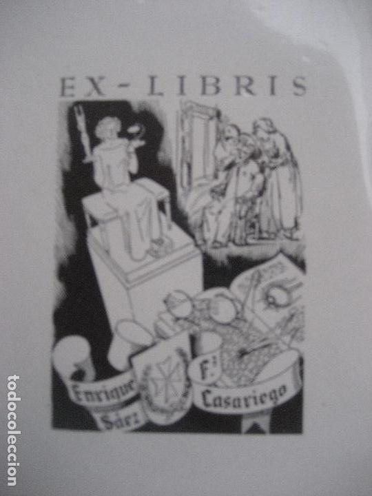 Arte: Ex-Libris. Enrique S&aacute;ez Casariego. 11 x 9 cms - Foto 1