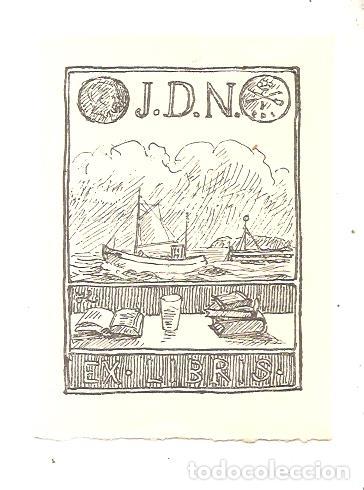 Arte: EX-LIBRIS DE J. DUE NIELSEN - AUTOR JOHN LARSEN - DINAMARCA - Foto 1