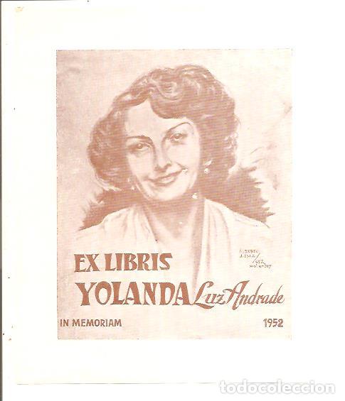 Arte: EX-LIBRIS DE YOLANDA LUZ ANDRADE - AUTOR ALBERTO LIMA - Foto 1