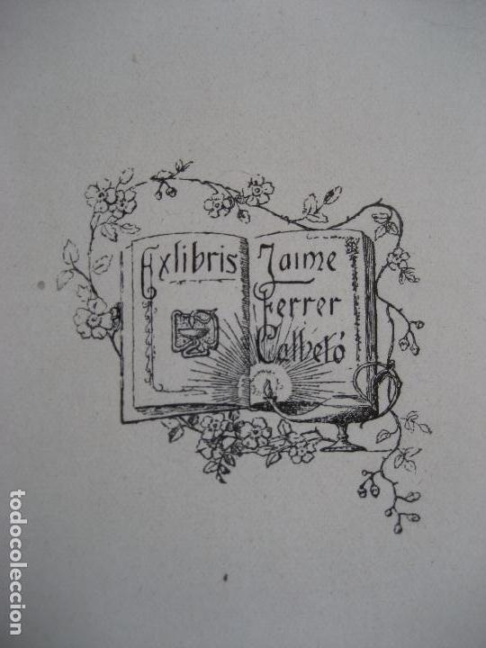 Arte: Ex-libris. Jaume Ferrer Calbet&oacute;.. 13.5 x 9 cms. - Foto 1