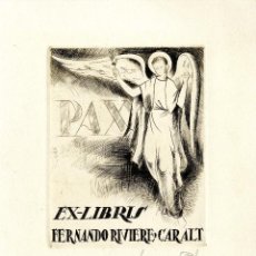 Arte: JAUME PLA PALLEJA (1914-1995). EX LIBRIS PARA FERNANDO RIVIERE DE CARALT. Lote 87683260
