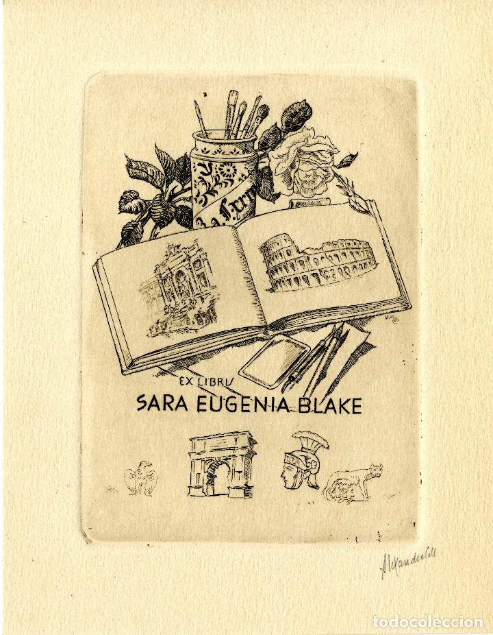 Arte: Coll, Alexandre (1897-1975). Ex Libris para Sara Eugenia Blake - Foto 1