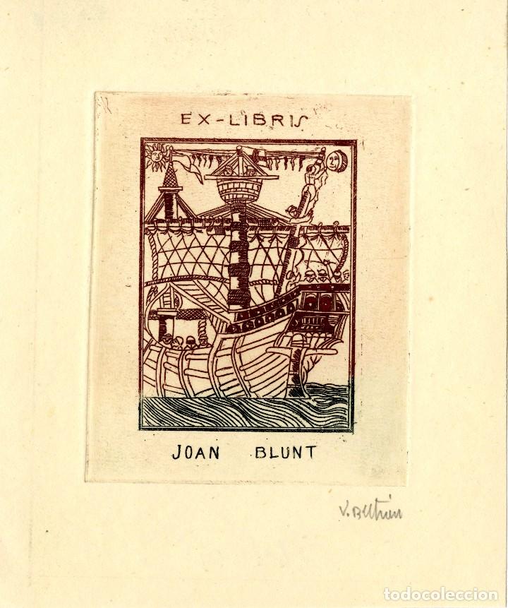 Arte: Beltr&aacute;n, Vicente. Ex Libris para Joan Blunt - Foto 1