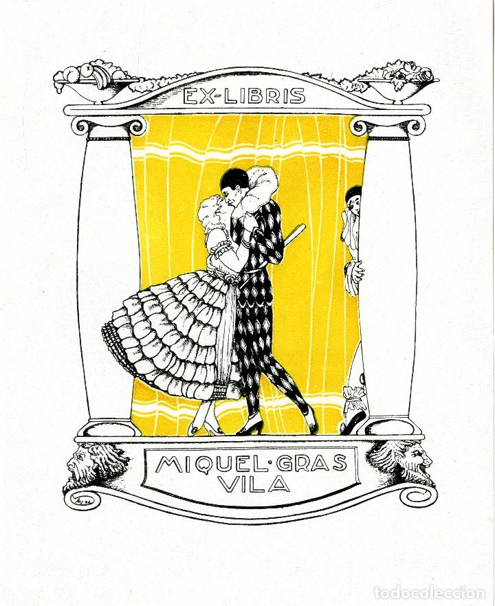 Arte: ASSENS BARBA. EX LIBRIS PARA MIQUEL GRAS VILA - Foto 1