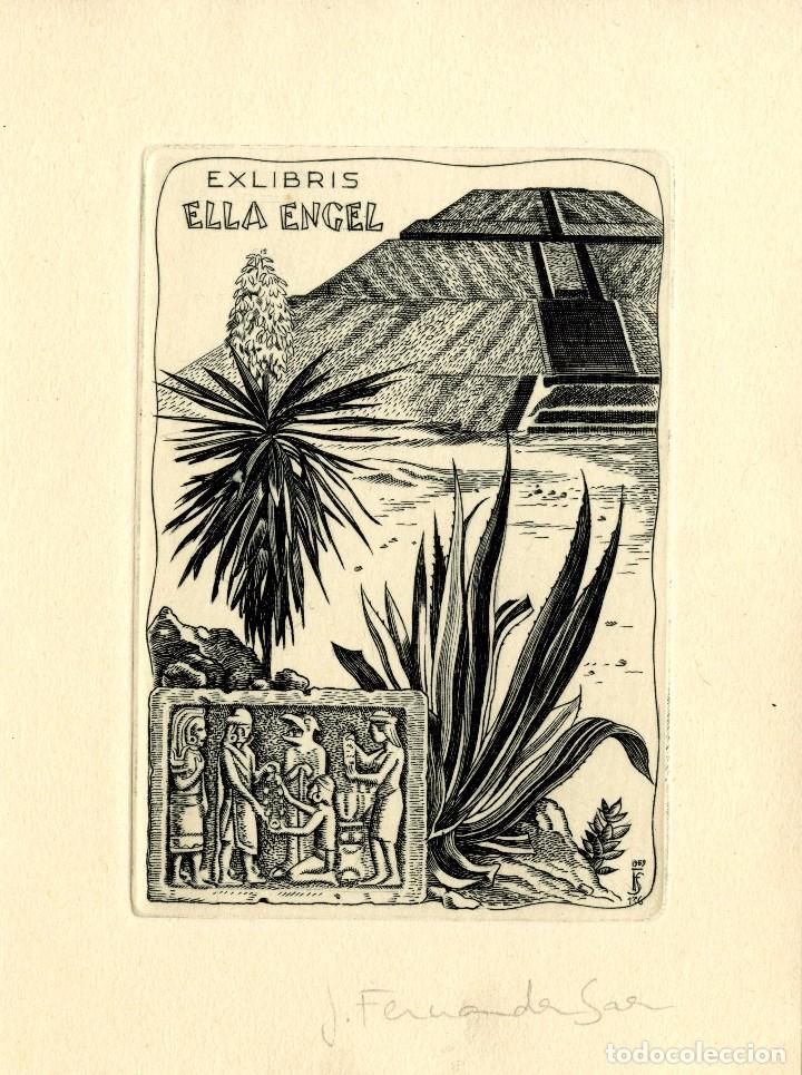 Arte: Fern&aacute;ndez S&aacute;ez, J (1924-) Ex Libris para Ella Engel - Foto 1