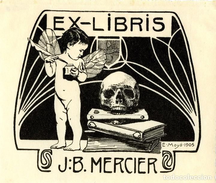 Arte: Moy&aacute;, E. Ex Libris para J. B. Mercier. 1905 - Foto 1