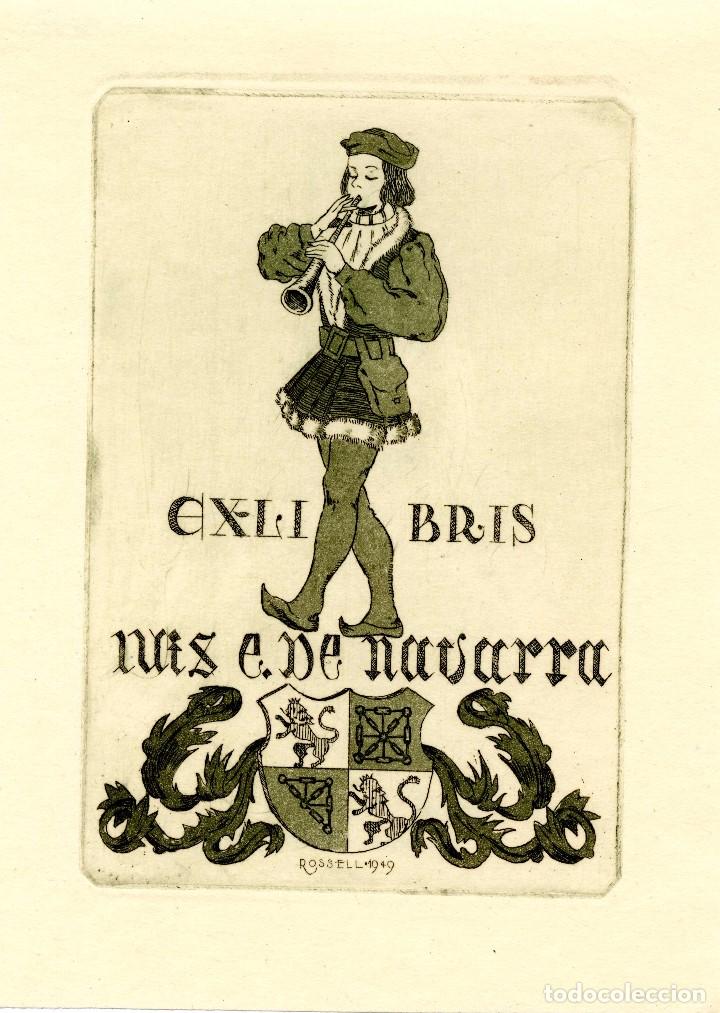 Arte: Rossell, Raimundo (1924-). Ex Libris para Luis E. de Navarrra - Foto 1