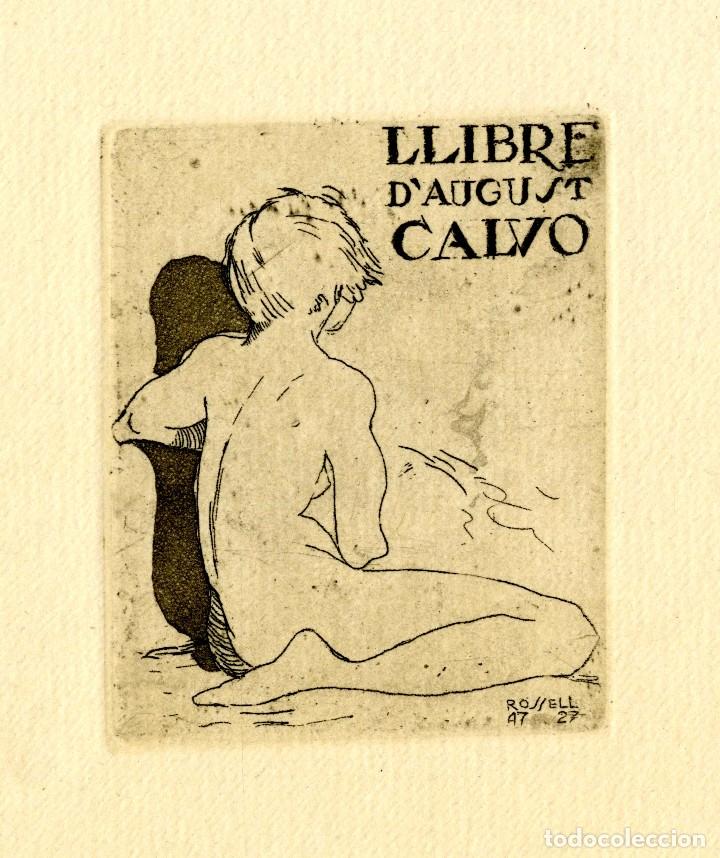 Arte: Rossell, Raimundo (1924-). Ex Libris para August Calvo - Foto 1