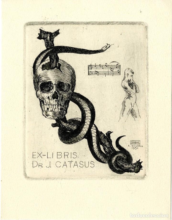 Arte: Rossell, Raimundo (1924-). Ex Libris para Dr. J. Catas&uacute;s - Foto 1