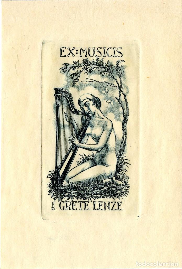 Arte: Fern&aacute;ndez S&aacute;ez, J (1924-) Ex Libris para Grete Lenze - Foto 1