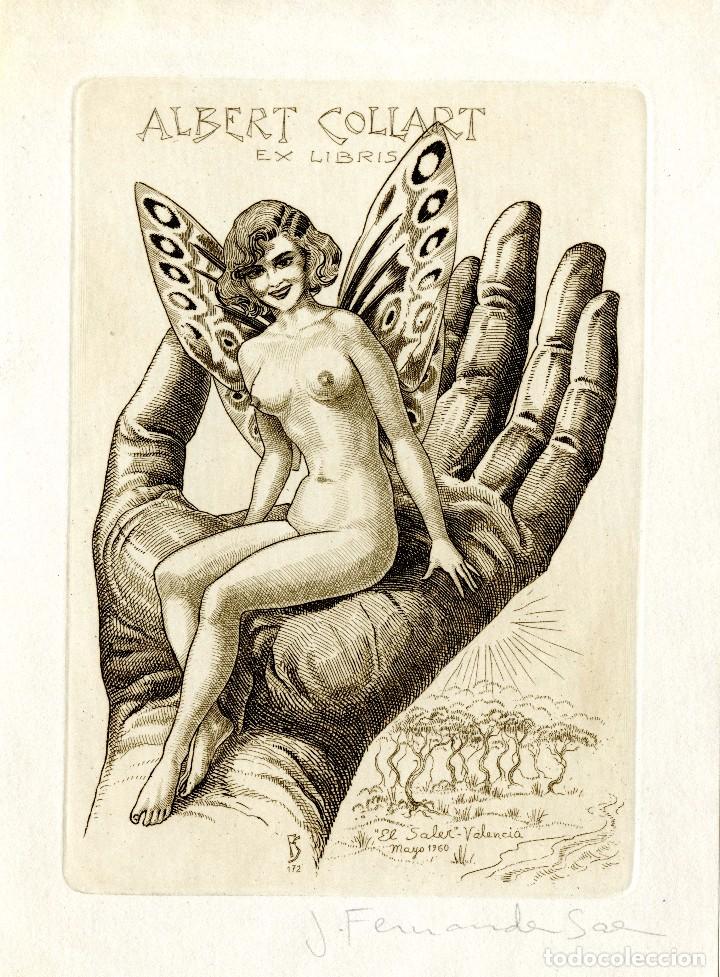 Arte: Fern&aacute;ndez S&aacute;ez, J (1924-) Ex Libris para Albert Collart - Foto 1