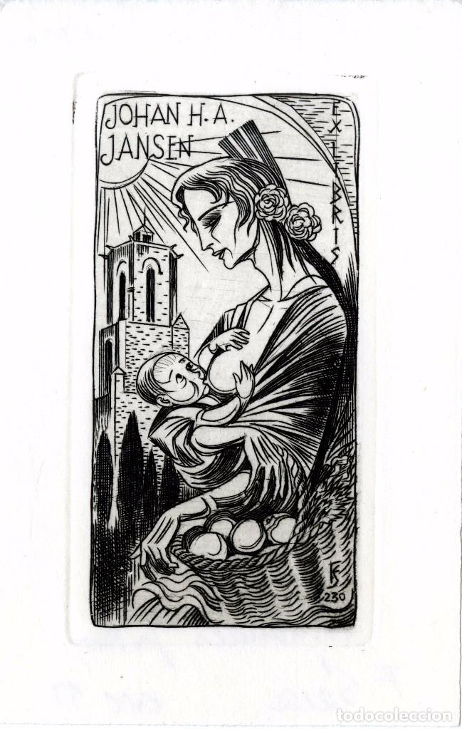 Arte: Fern&aacute;ndez S&aacute;ez, J (1924-) Ex Libris para Johan H. A. Jansen - Foto 1