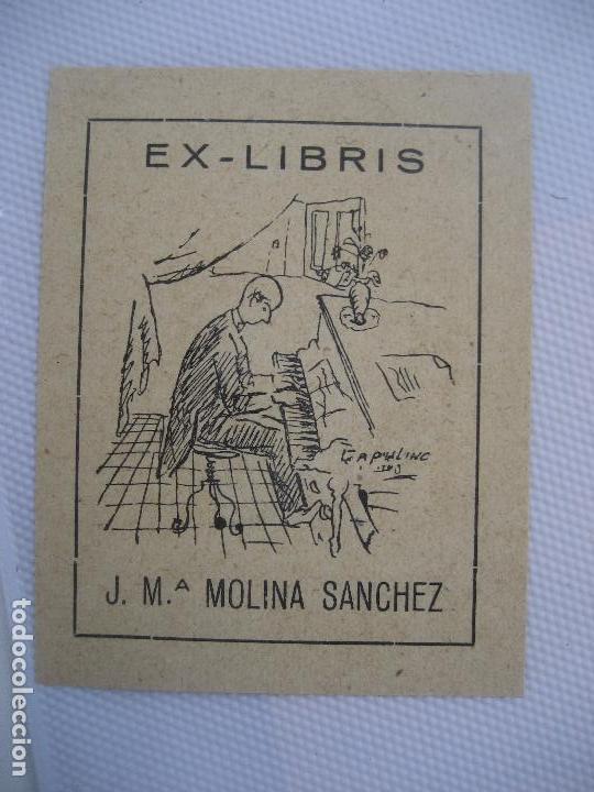 Arte: Ex-Libris. J. M&ordf;. Molina Sanchez. 7 x 5.5 cms- - Foto 1
