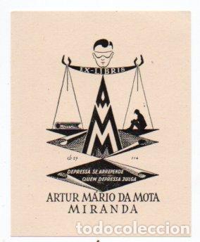 Arte: EX-LIBRIS DE ARTUR M&Aacute;RIO DA MOTA MIRANDA - Foto 1