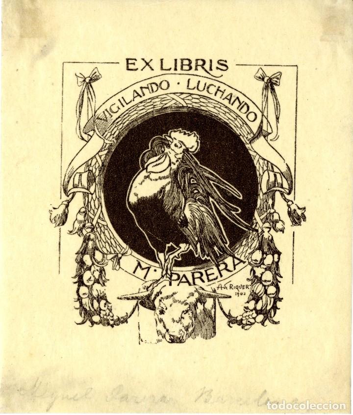 Arte: Riquer Alejandro de. Exlibris para M. Parera - Foto 1