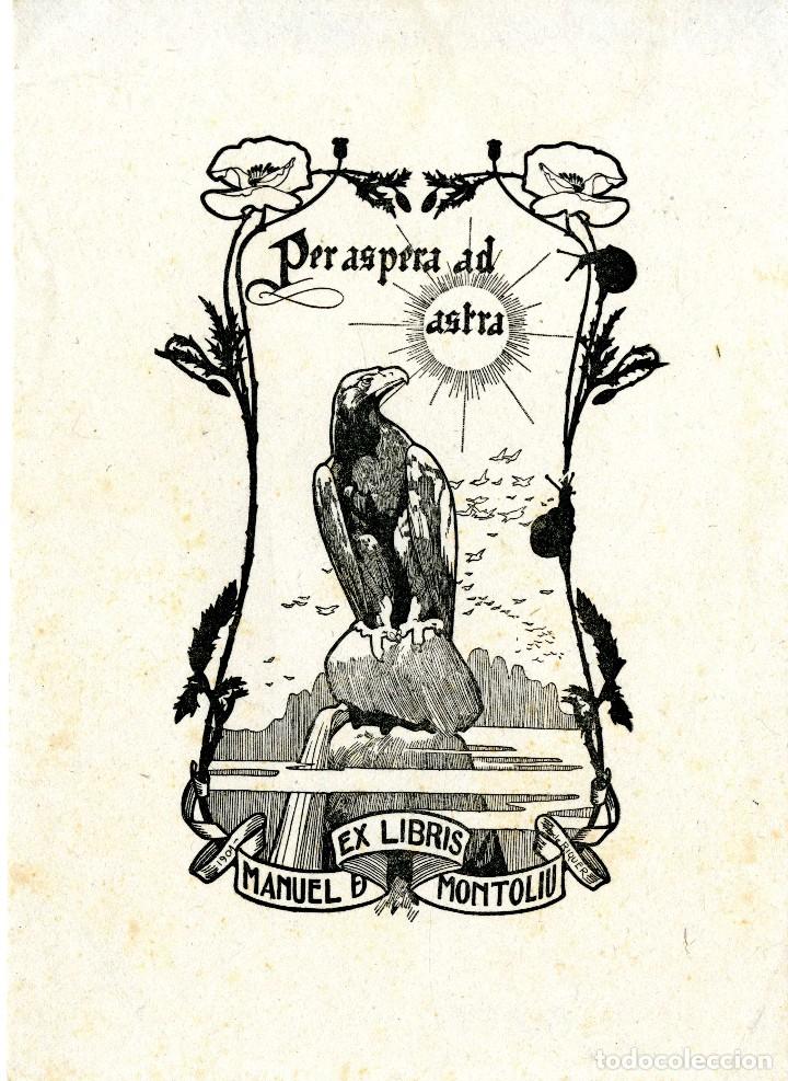 Arte: Riquer, Alexandre de. Ex libris para Manuel de Montoliu - Foto 1