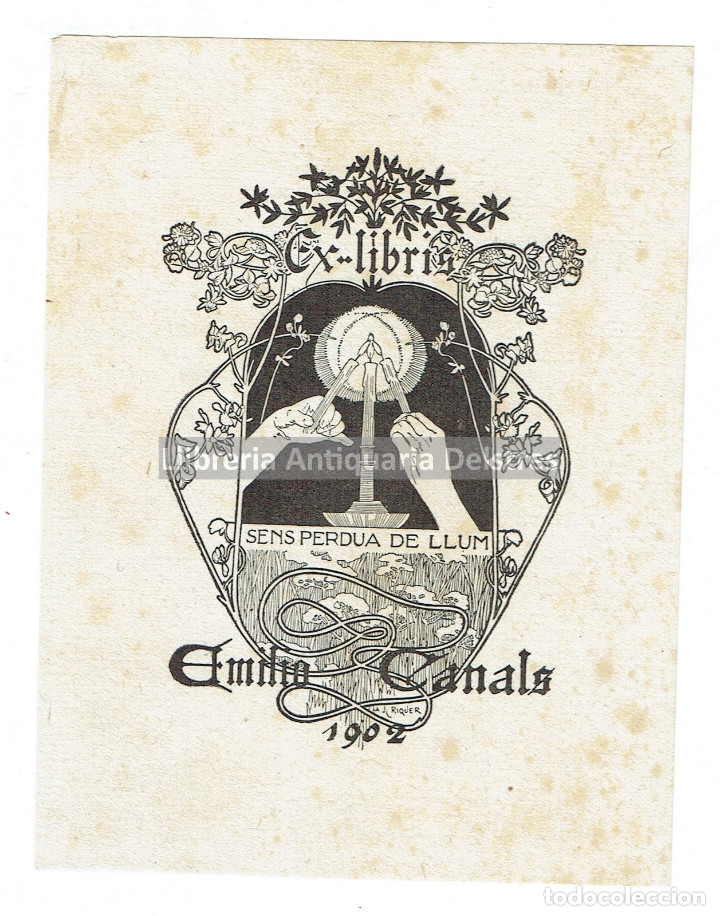 Arte: [EXLIBRIS de A. de Riquer. 1902] Emilio Canals. - Foto 1