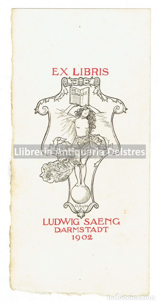 Arte: [EXLIBRIS de A. de Riquer. 1902] LUDWIG SAENG DARMSTADT - Foto 1