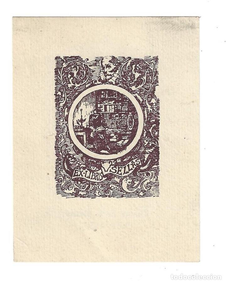 Arte: EX- LIBRIS.- J. SELLAS. OLOT- 1950 - Foto 1
