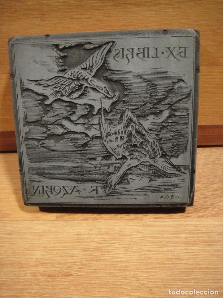 Arte: troquel placa de imprenta - exlibris de francisco azorin - firmado orga - Foto 1